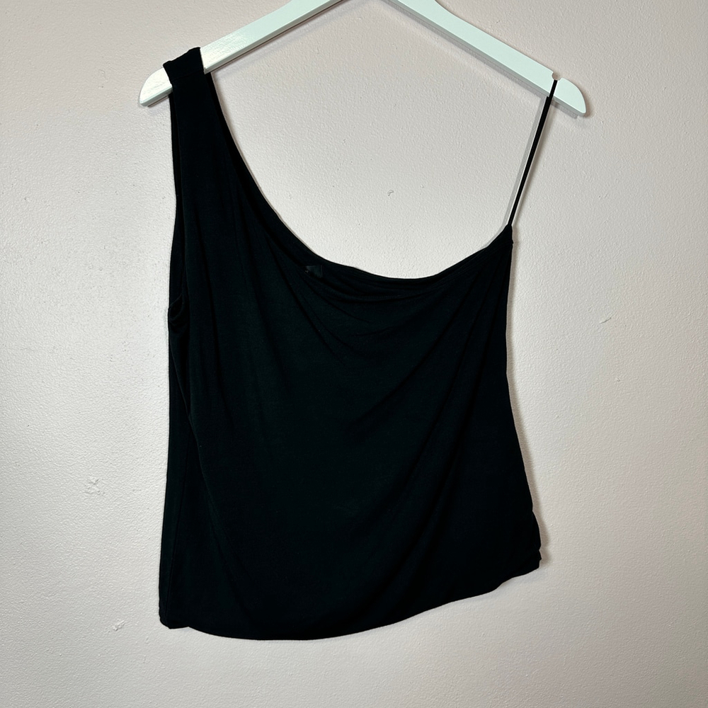 J.CREW Black Asymetrical Off the Shoulder Top, Size Large